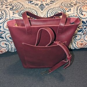 Portland Leather Goods - Cranberry Classic Crossbody Tote zip - new - Unicorn